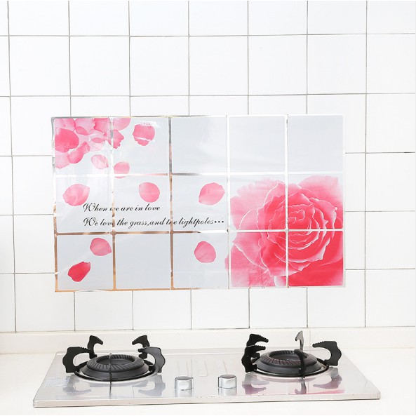 Decal dán bếp tráng nhôm cách nhiệt - Bông hồng lớn