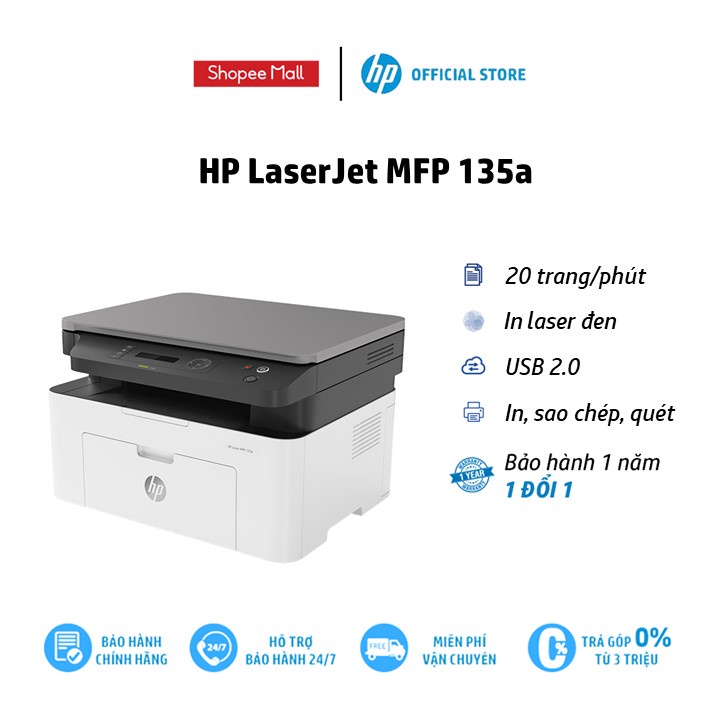 Máy in đa năng trắng đen HP LaserJet MFP 135a¬_4ZB82A – Hàng chính hãng