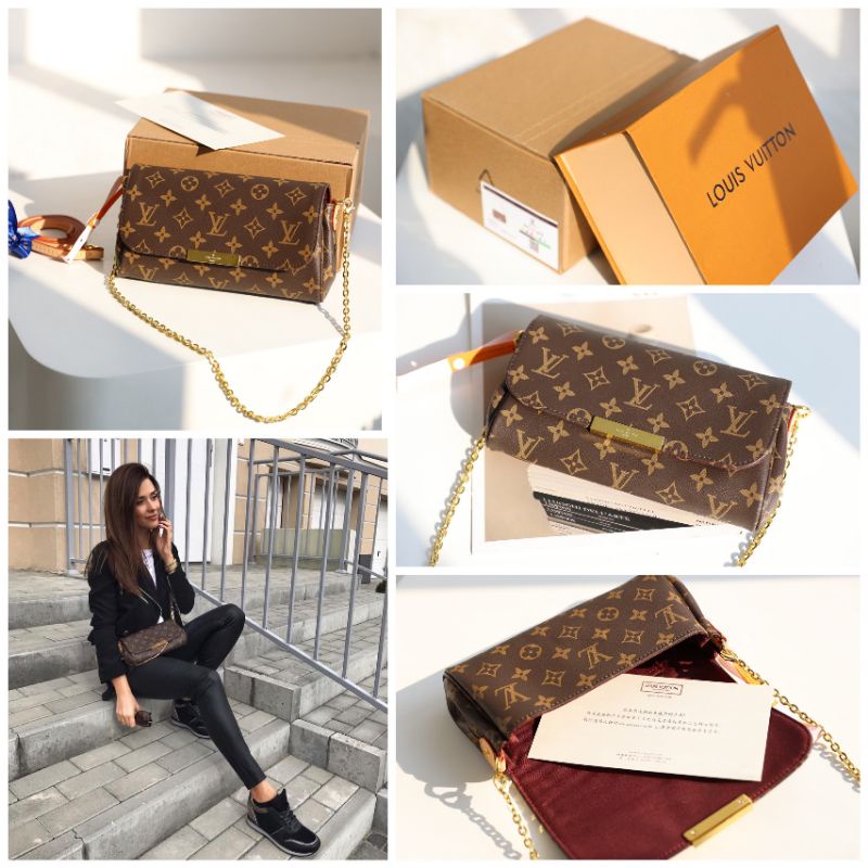 Túi đeo chéo nữ LV FAVOURITE da thật 100% sz23x13cm kèm 2 quai đeo fullbox vip 2.lớp kèm bill
