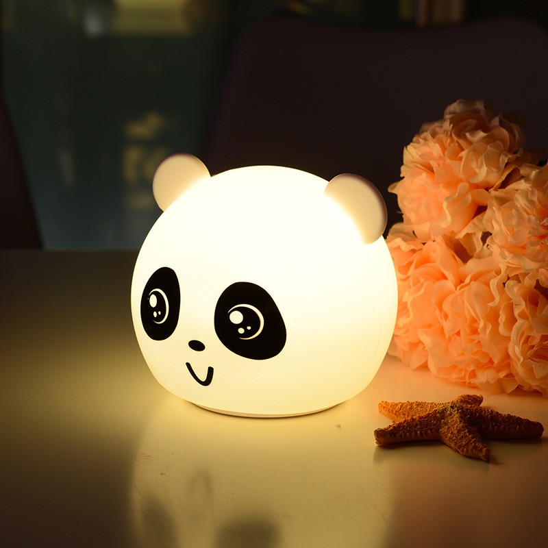 Đèn Ngủ, Đèn Ngủ Silicon, Đèn Ngủ Cảm Ứng Hình Gấu Trúc Panda Siêu Dễ Thương, Mềm Mại Cảm Ứng Đổi 7 màu Theo Ý Thích