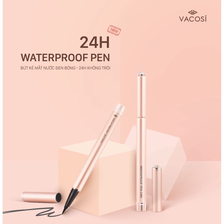 [Đại Lý Vacosi] Bút Kẻ Mắt Nước Màu Đen Giữ Lâu 24H Vacosi Waterfroof 24H Pen Pro