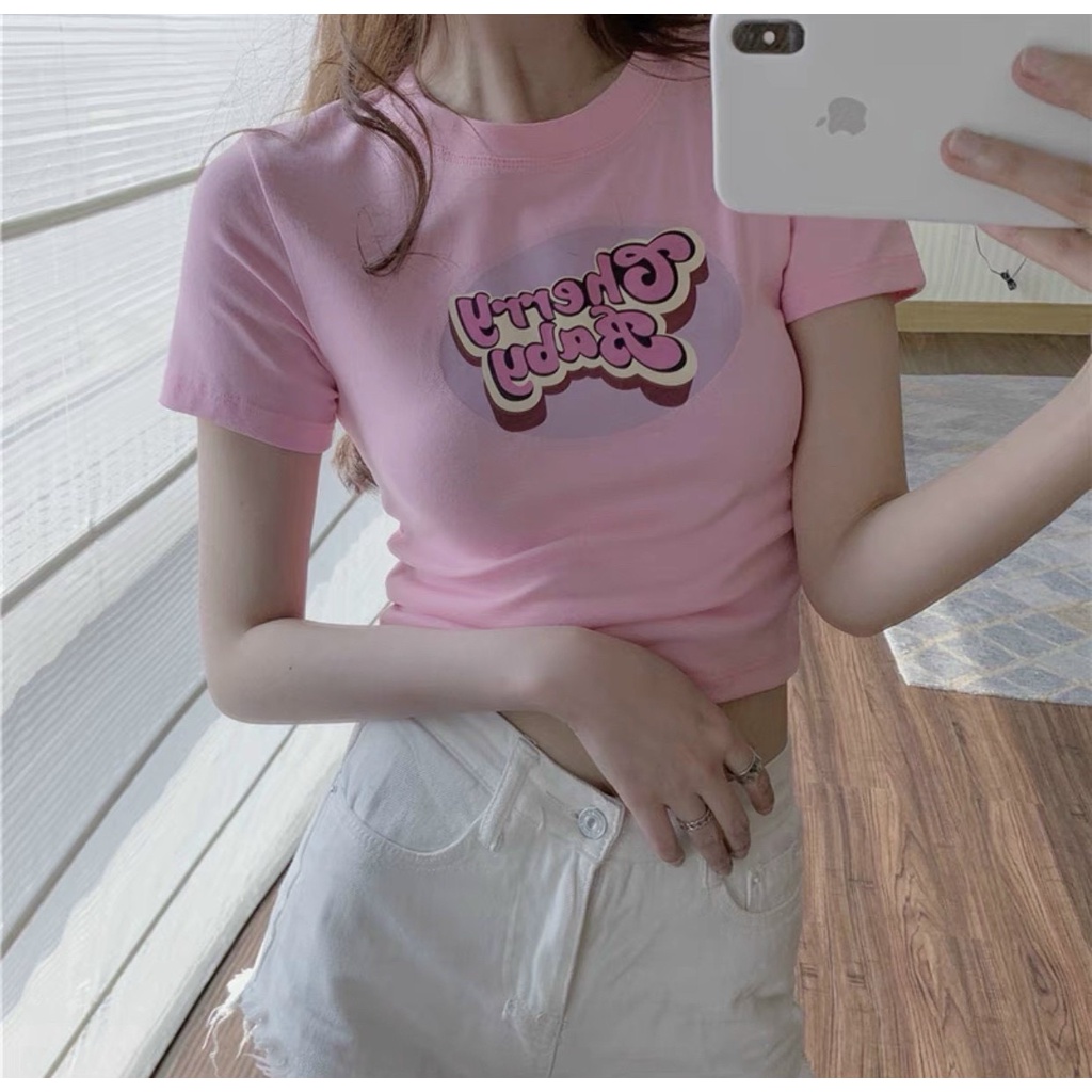 áo croptop thun lụa cherry baby mềm mát na