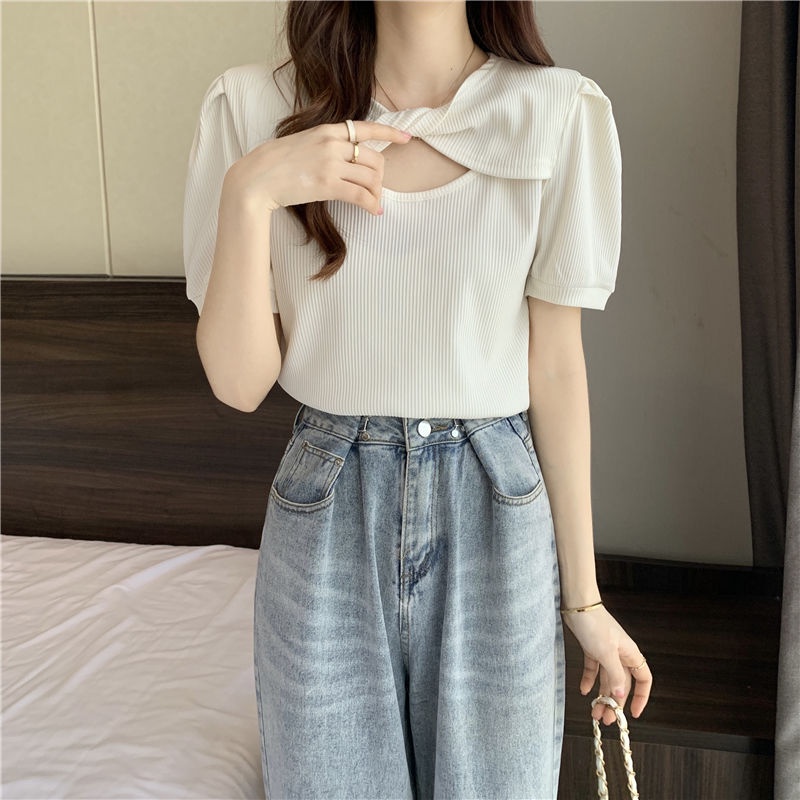 Áo Thun Tay Phồng Ngắn Phong Cách Pháp Thời Trang Mùa Hè Dành Cho Nữ