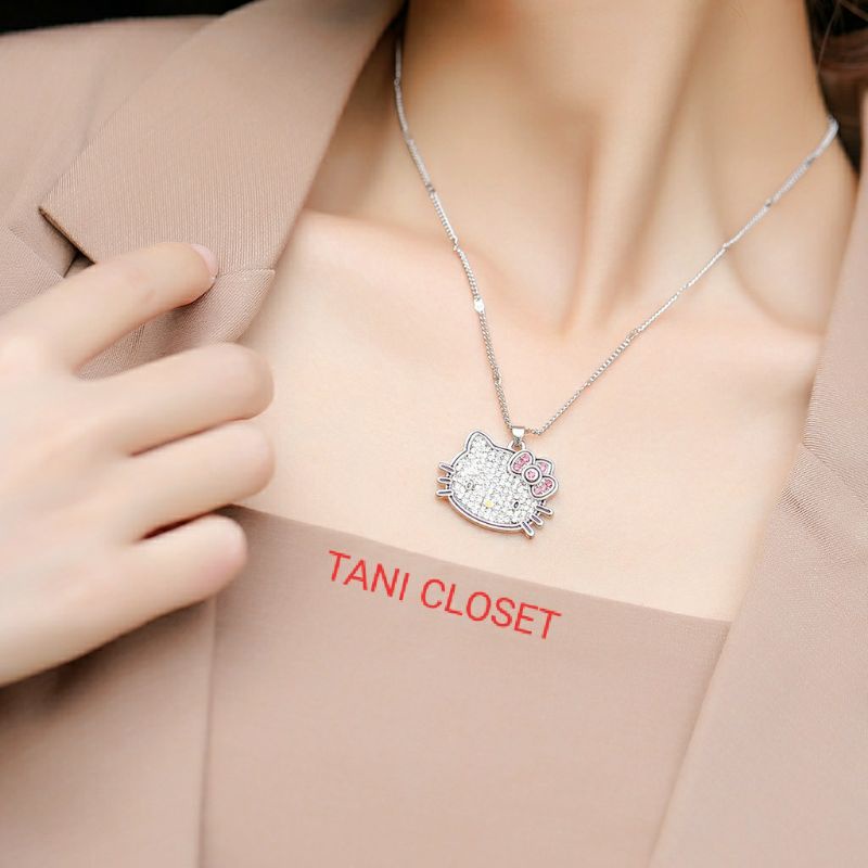 Dây Chuyền Mặt Mèo Hello Kitty Lấp Lánh Đủ Bộ