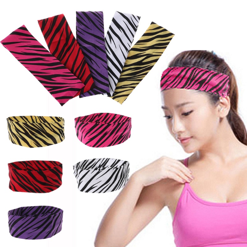 Băng Đô Thể Thao Co Giãn Bản Rộng In Họa Tiết Ngựa Vằn Cho Nữ