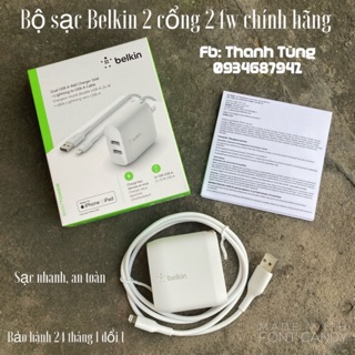 Bộ sạc Belkin chính hãng thương hiệu Mỹ bảo hành 24 tháng
