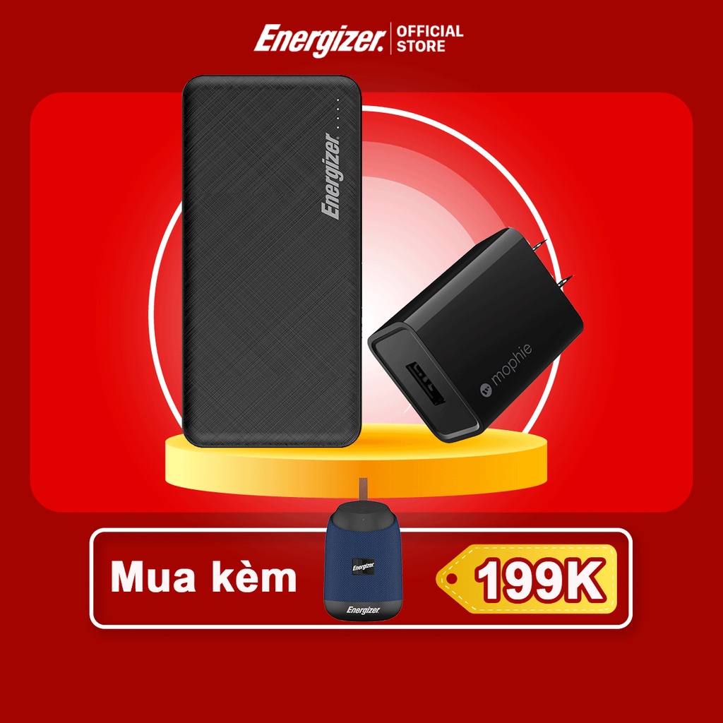 Combo pin dự phòng Energizer 10000mAh UE10053 + Cốc sạc Mophie 10W - Hàng chính hãng, Bảo hành 2 năm 1 đổi 1