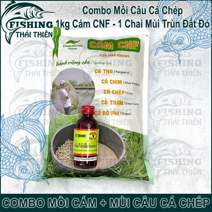 Mồi Câu Cá Chép , Combo 1kg Cám CNF + 1 Chai Tinh Mùi Thái Lan M27 Chuyên Câu Cá Chép