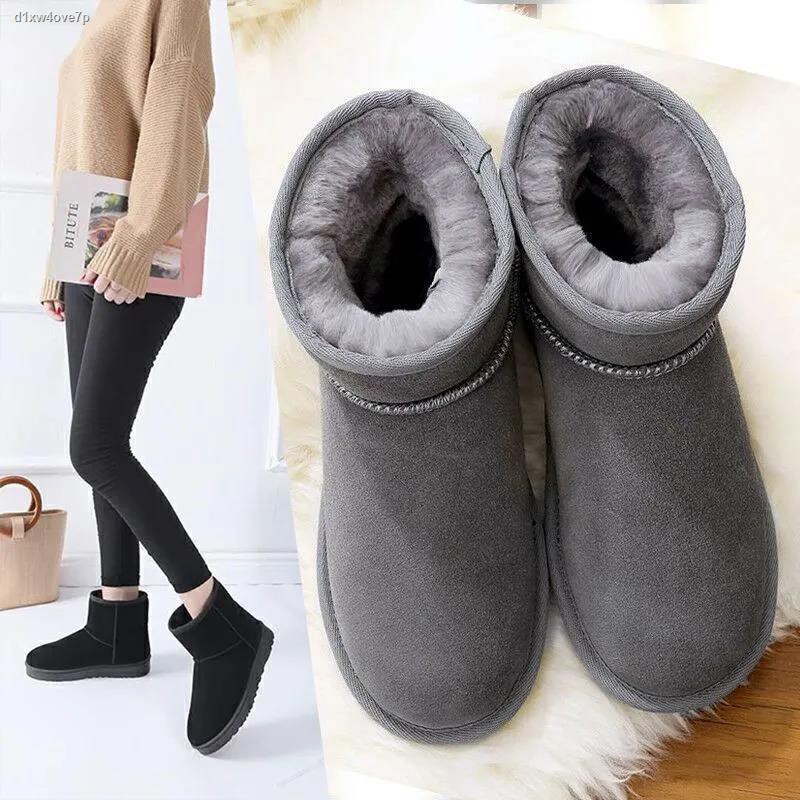 Kích thước 36-42 lớn giày nữ đi tuyết phụ cao cổ ngắn bông dày mùa đông cộng với nhung ấm bánh mì 41
