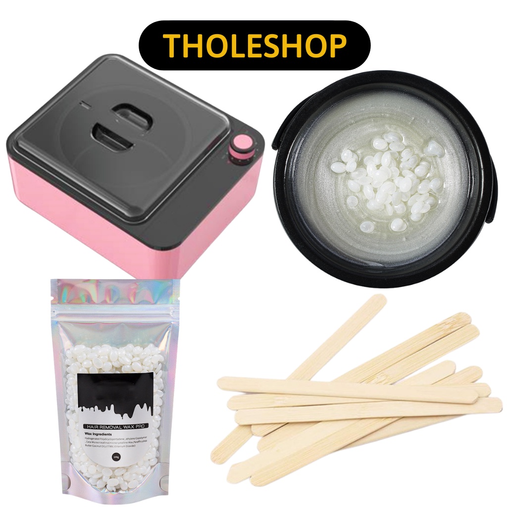 Combo Nồi Nấu Sáp Wax Lông Chống Dính + 100gr Sáp Cao Cấp Tặng Kèm 5 Que Gỗ