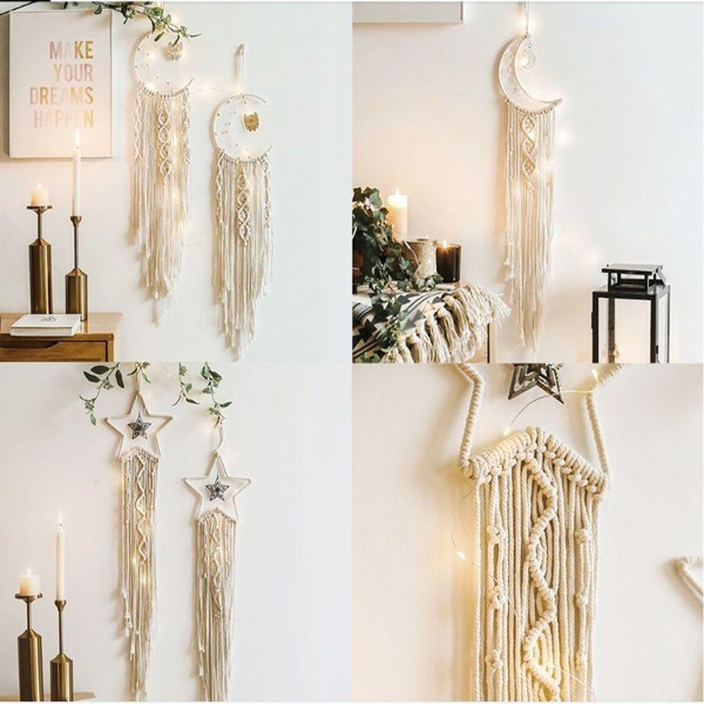 KUNHEV Thảm Dệt Kim Treo Tường Trang Trí Nhà Cửa Hình Chim Cú / Trăng Sao|Thảm Treo Tường Trang Trí Nội Thất Đẹp Mắt