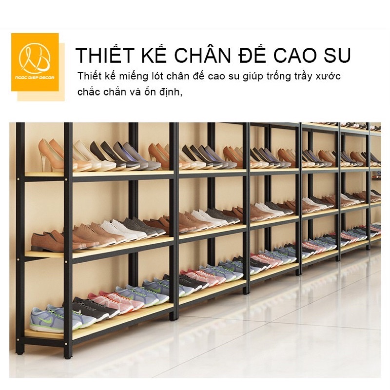 Kệ sắt đa năng 3-4-5 Tầng trưng bày sản phẩm cửa hàng siêu thị, khung sắt sơn tĩnh điện, mặt gỗ melamin chịu tải