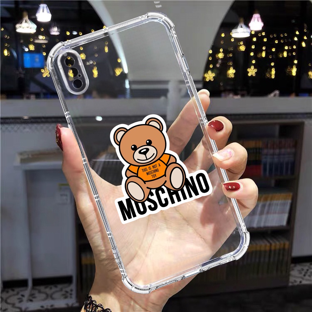 Ốp lưng iphone chống sốc gấu Moschino viền vuông cho iphone 14 13 pro max 11 12 pro max mini x r s max 6 s 7 8 plus