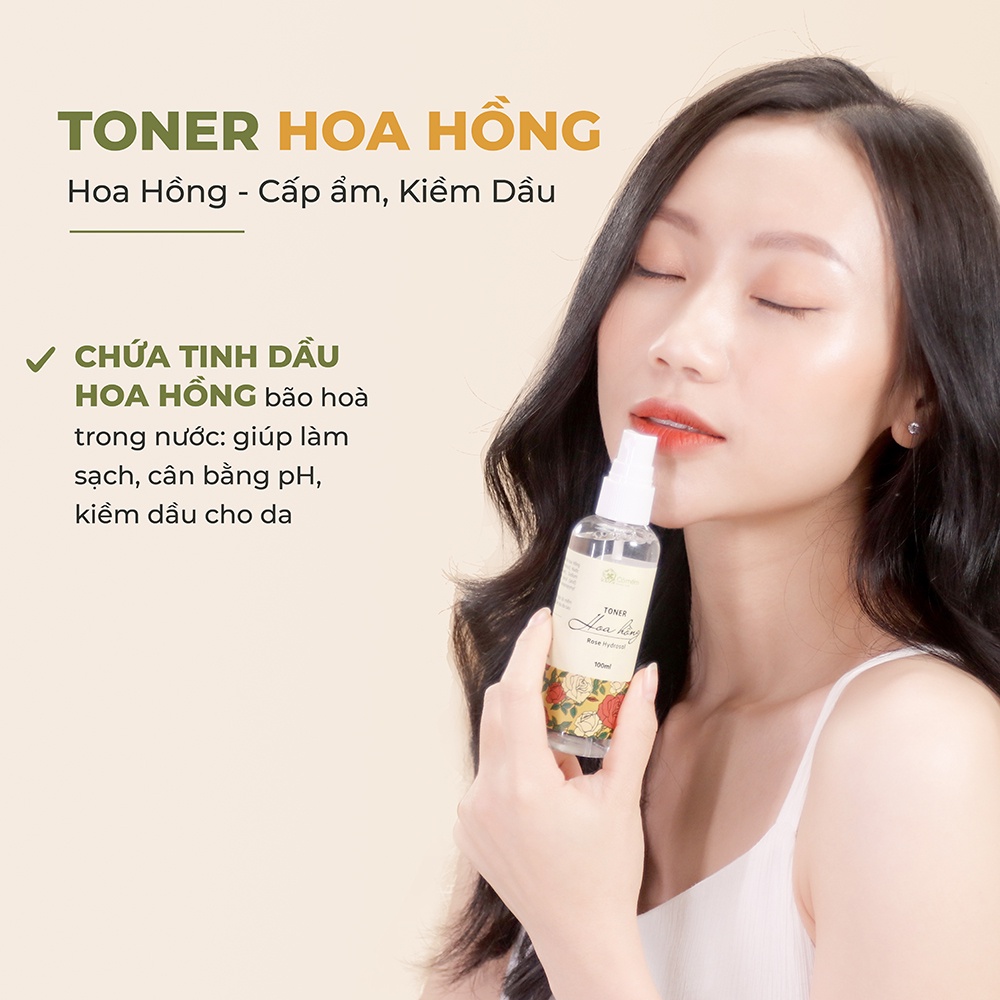 Toner Thiên Nhiên Hoa Hồng Giúp Cấp Ẩm Kiềm Dầu Cỏ Mềm 100ml