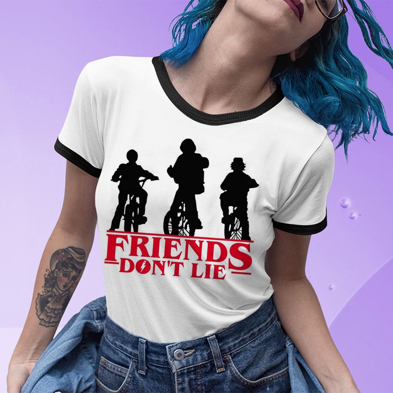 Áo Thun Tay Ngắn In Chữ Stranger Things 4 Thời Trang Cho Nữ