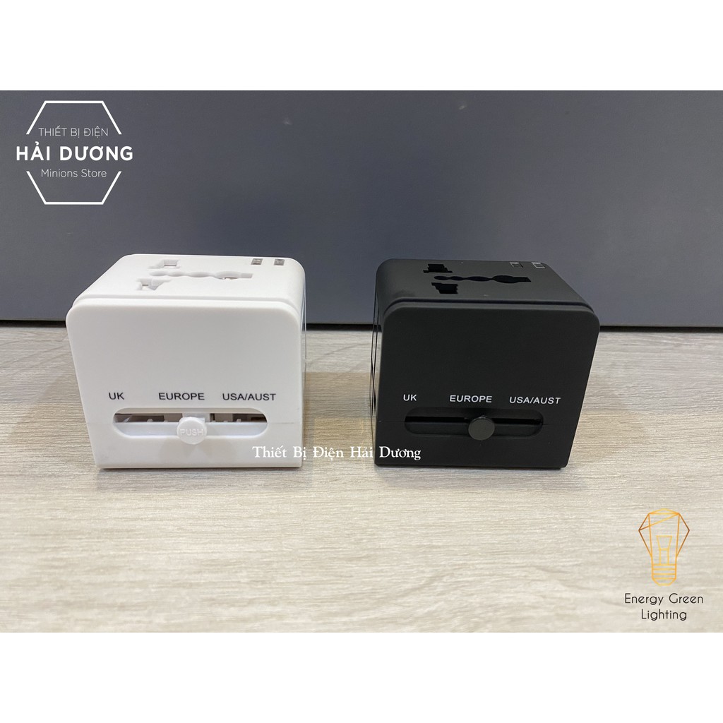 Ổ cắm điện quốc tế du lịch đa năng OC-122 2 cổng USB Travel AC Adapter - Có Video - BH 1 năm - Energy Green Lighting