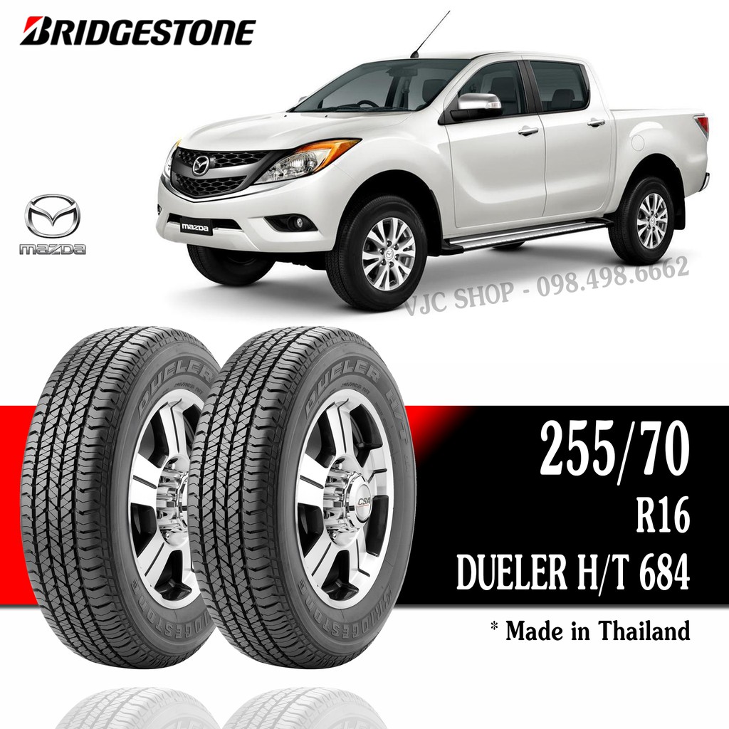Cặp Lốp Xe Ô Tô Mazda BT50 - Bridgestone 255/70R16 (Số lượng: 2 lốp) - Miễn phí lắp đặt + Cân bằng động
