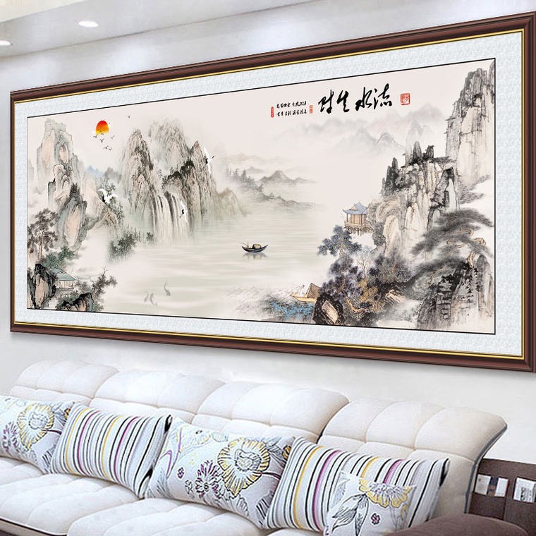 Tranh thêu chữ thập - Tranh phong cảnh Thủy mặc 09 - 150*60 cm