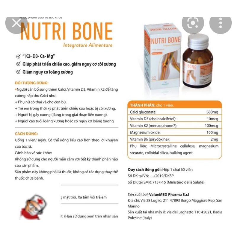 Canxi viên hữu cơ cho trẻ lớn. Nutribon. nhập khẩu tại Y