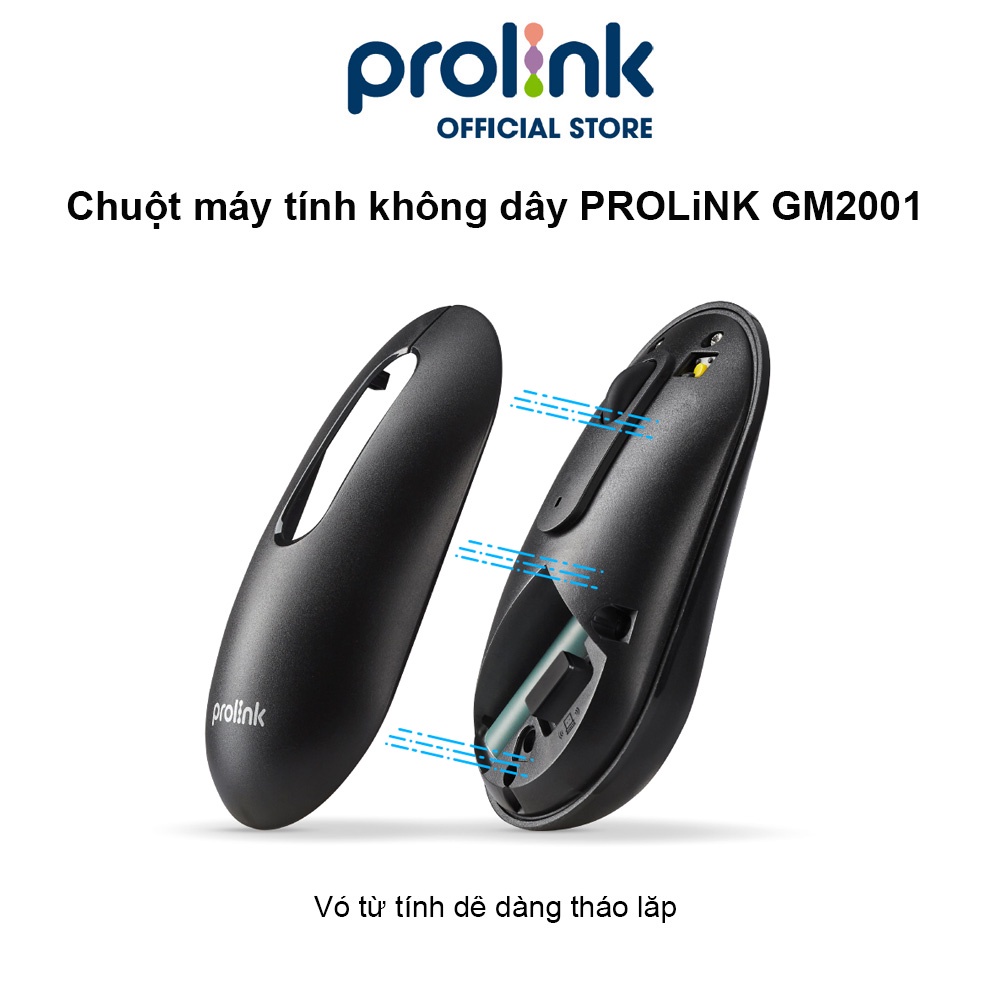 Chuột máy tính không dây PROLiNK GM2001 chống ồn, kháng khuẩn, độ nhạy cao, tiết kiệm pin dành cho PC, Laptop