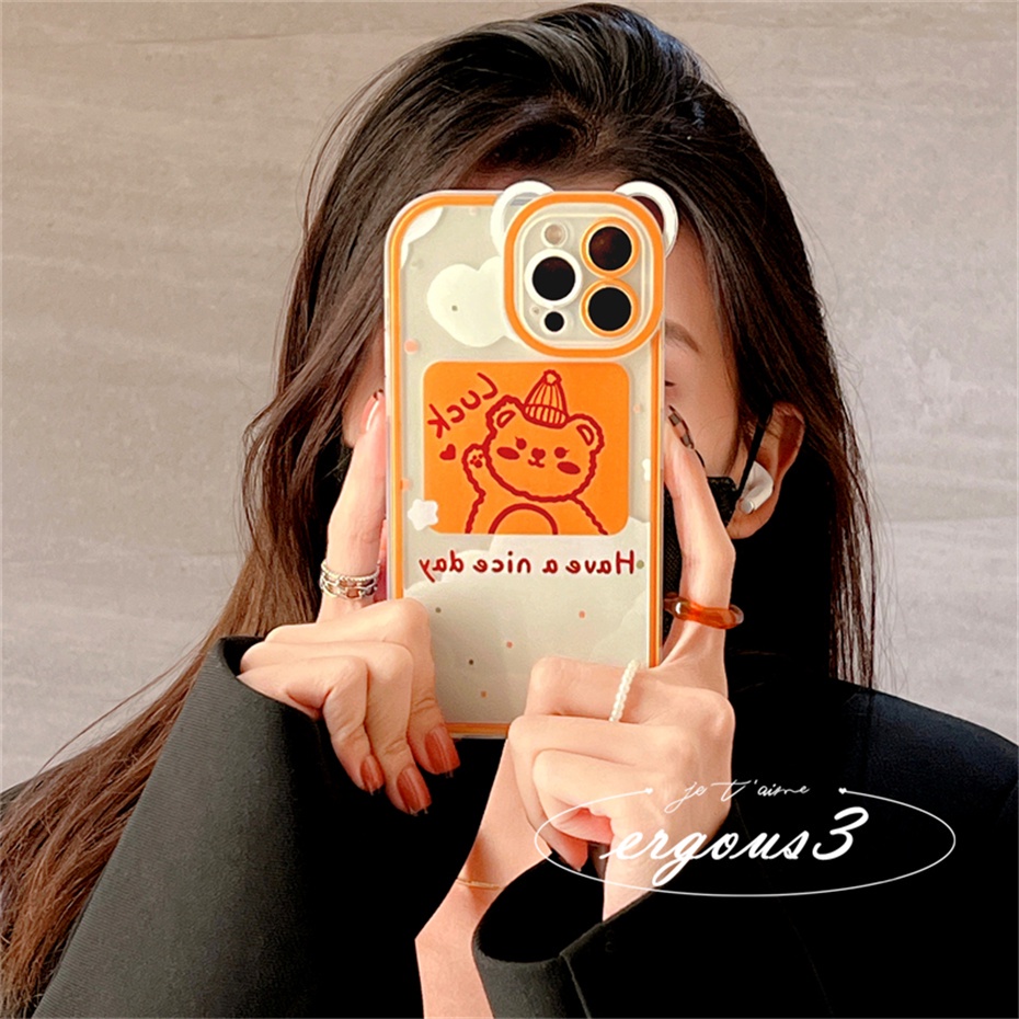 Ốp Điện Thoại Mềm Hình Gấu Nâu May Mắn Cho iPhone 14 13 12 11 Pro Max SE2020 X XR Xs Max 7 8 6 6s +