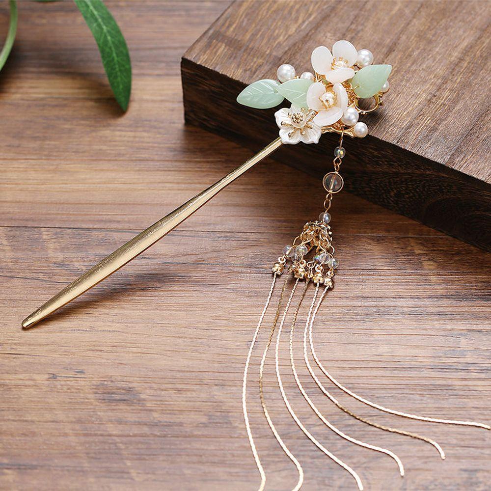 BACK2LIFE Trâm Cài Tóc Đính Hoa Tua Rua Phong Cách Trung Hoa Cổ Điển