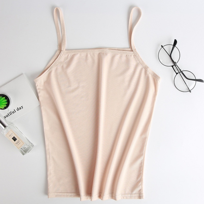 Áo Hai Dây Dáng Ngắn Màu Sắc Trơn Dễ Phối Đồ Cho Nữ