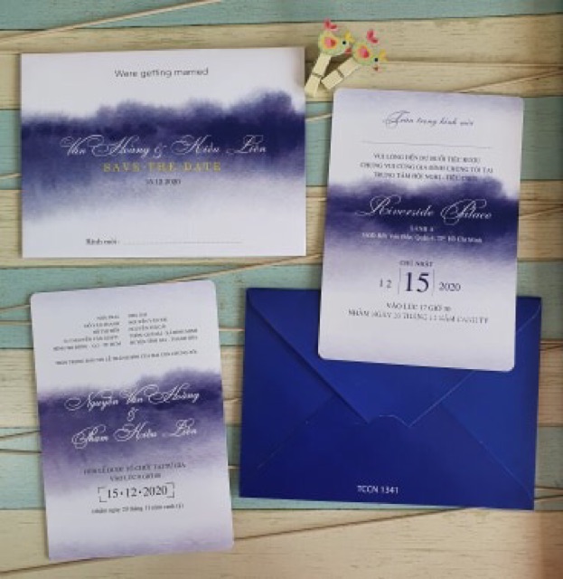 Rẻ vô địch thiệp cưới thiết kế in tên, ảnh ngoài phong bì
