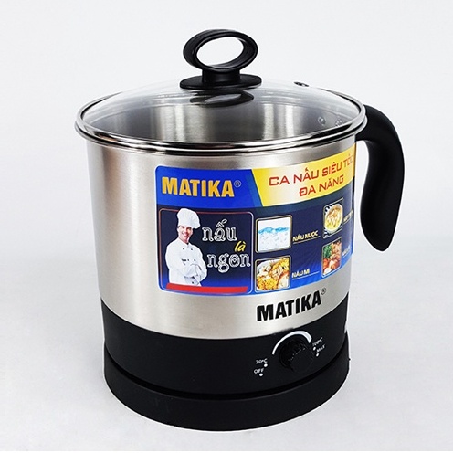 Ca nấu mì siêu tốc Matika MTK-1612 Inox 304 dung tích 1.6L công suất 600W - Chính hãng BH 12 tháng