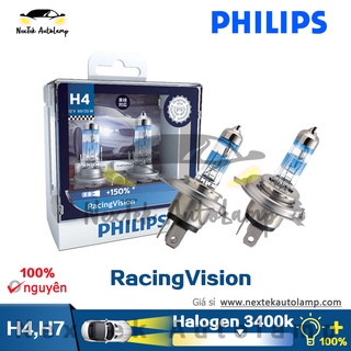 PHILIPS Racing Vision H4 H7 Bóng đèn Pha ô Tô +150% Halogen 1650LM Đèn thế hệ tiếp theo Đèn xe cao cấp Phụ kiện đèn xe Chiếu sáng lái xe an toàn