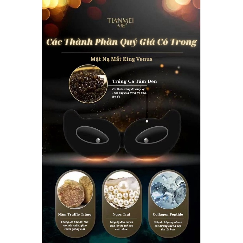 Mặt Nạ Mắt Cao Cấp King Venus : giảm nhăn, quầng thâm, giúp da căng mịn, ngăn ngừa lão hóa.