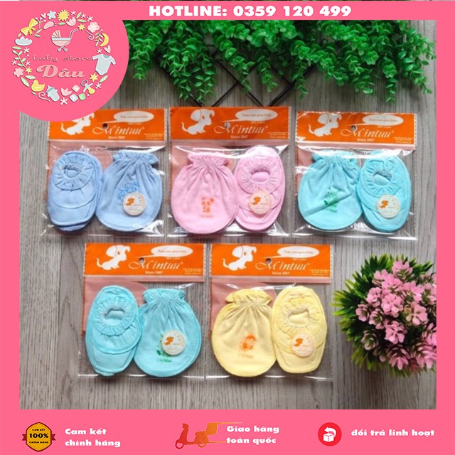 Set bao tay chân Mintuu siêu rẻ cổ chun tiện lợi cho bé từ sơ sinh - vải cotton 100%