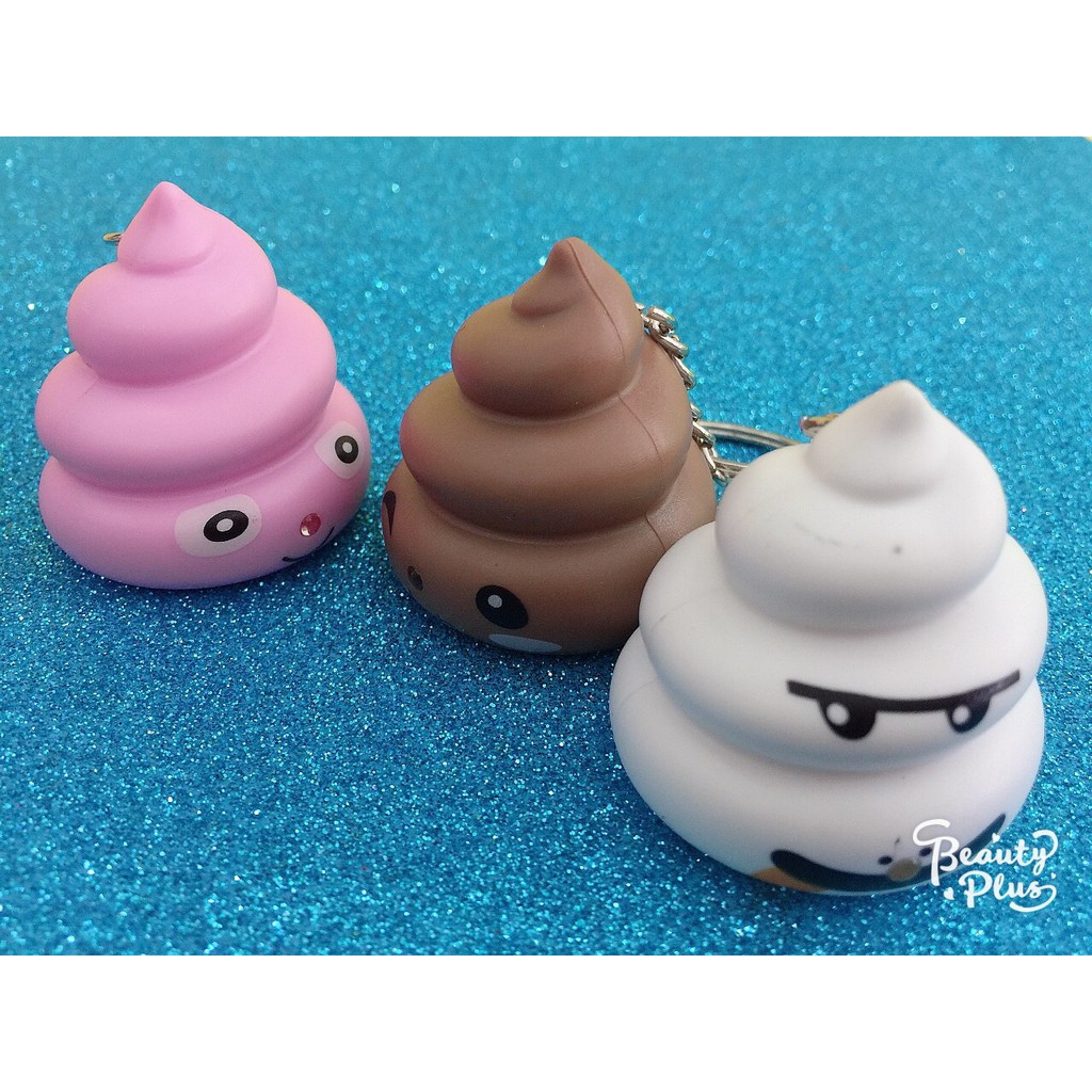 💩💩💩 Móc khóa phát sáng đèn Led hình cục Shit nhiều màu ngộ nghĩnh-Móc khoá phát sáng hình cục cứt dễ thương.
