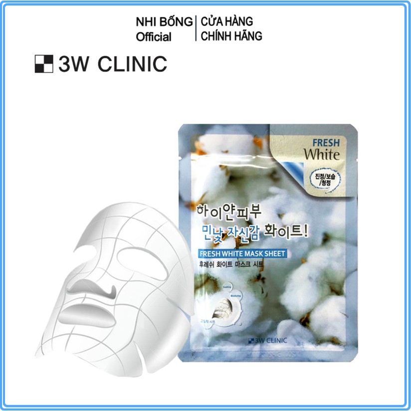 [Lẻ Miếng] Mặt nạ giấy - Mặt nạ dưỡng da chiết xuất Tuyết 3W Clinic Hàn Quốc 23ml