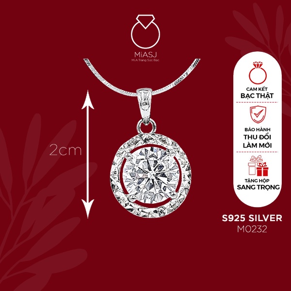 Mặt dây chuyền nữ Bạc Ý S925 MiASJ nhiều kiểu dáng kích thước đính đá Cz sáng đẹp cao cấp M5