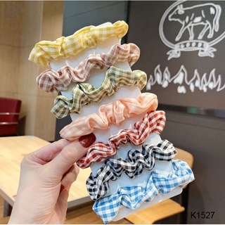 Dây buộc tóc, cột tóc scrunchies mini caro nhiều màu cao cấp K1527