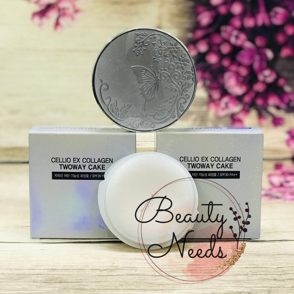 Phấn phủ Cellio Ex Collagen twoway cake SPF 30 (tặng kèm lõi)