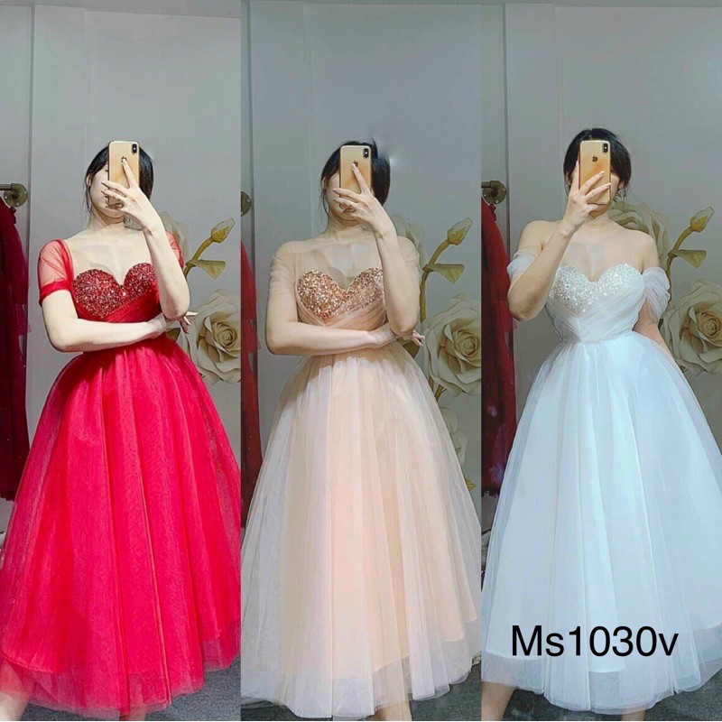 MS1452V  ĐẦM CUP BÍ SOẮN HOA ĐÍNH ĐÁ kết tay (ảnh và video thật 10000%)