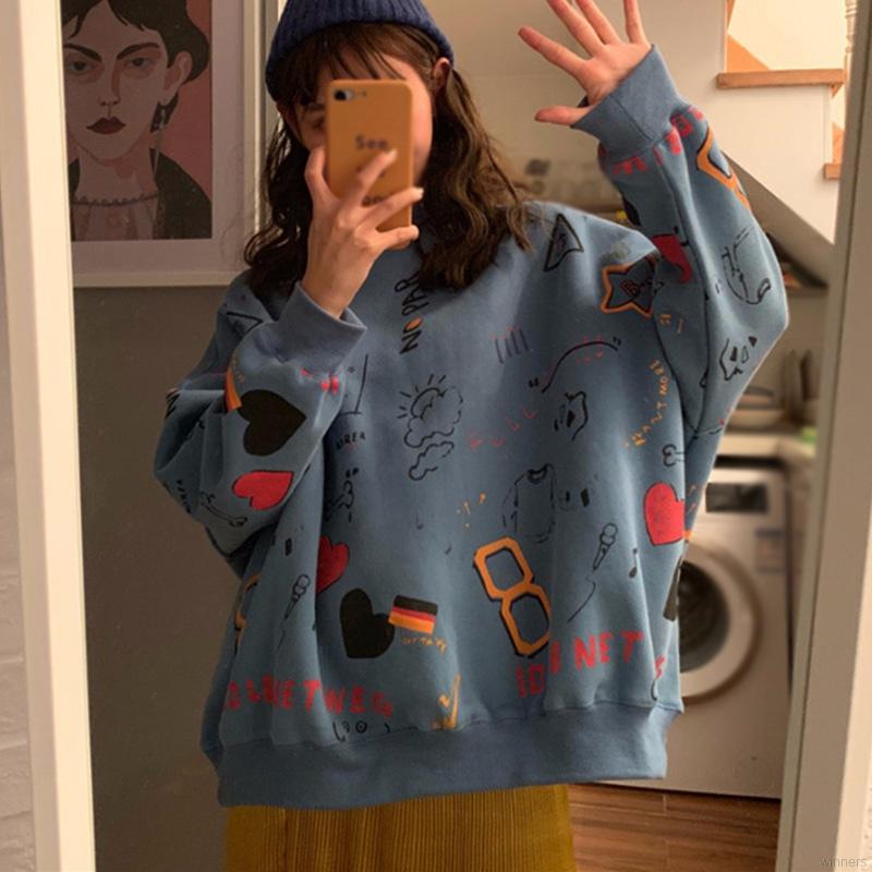 Áo Sweater Dài Tay Cổ Tròn Dáng Rộng Thời Trang Hàn Quốc | BigBuy360 - bigbuy360.vn