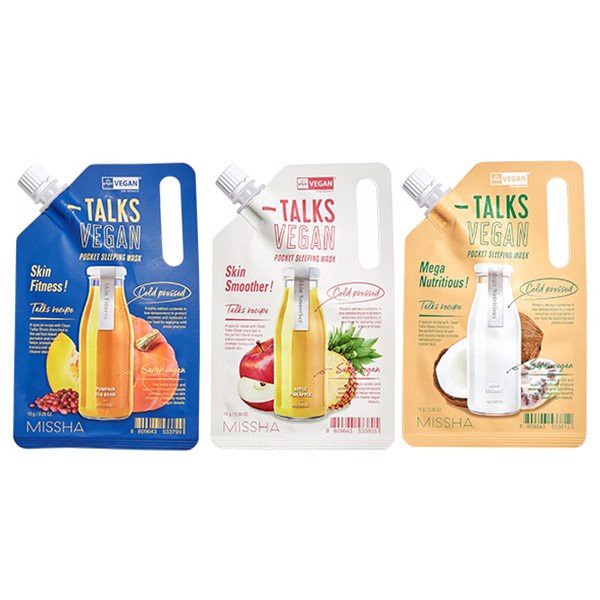 Mặt Nạ Ngủ Chiết Xuất Củ Quả Tươi Missha Talk Vegan Squeeze Pocket Sleeping Mask 10g