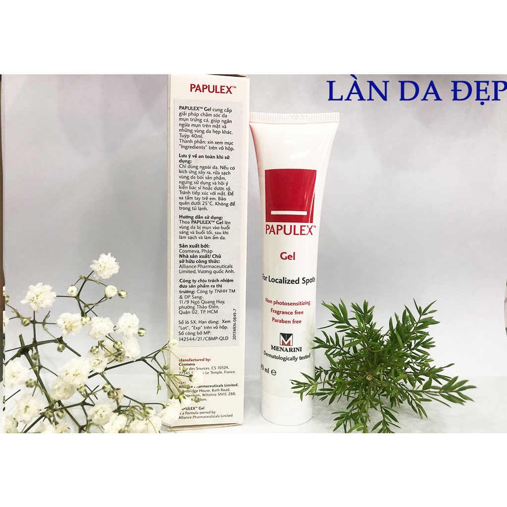 Gel giảm mụn Papulex Gel For Localized Spots giảm thâm mụn chăm sóc da sạch sâu 40ml