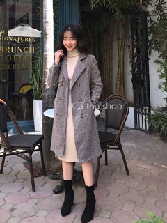 Áo dạ kẻ măng tô cao cấp