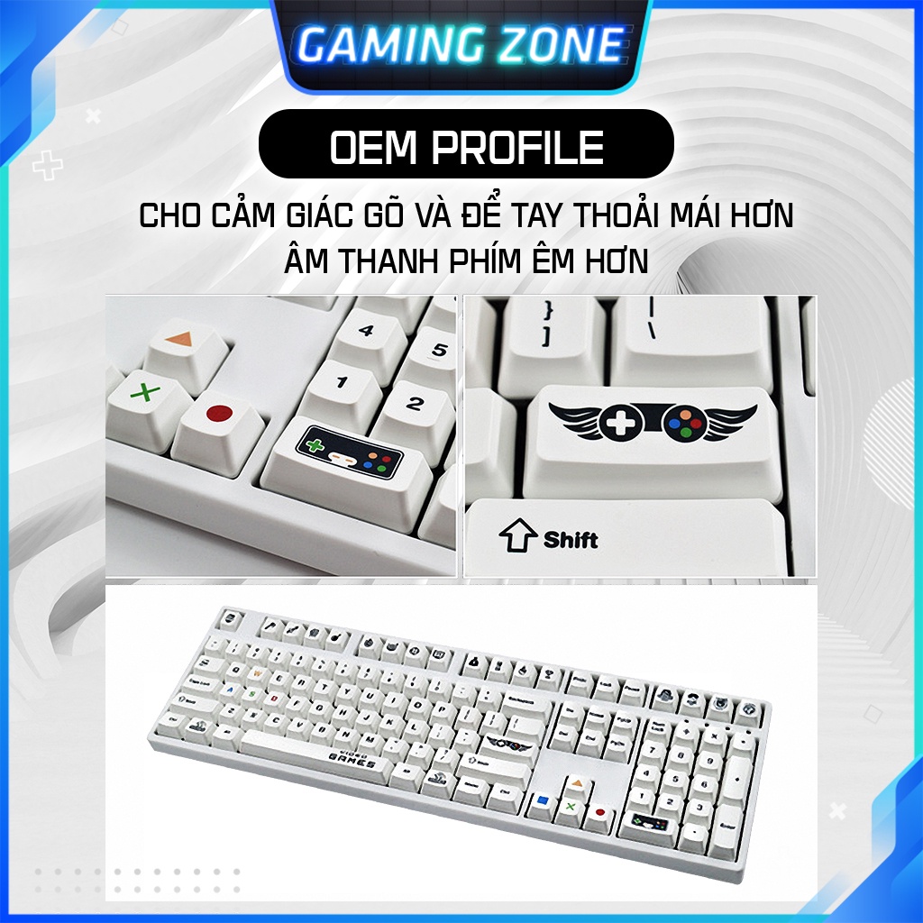 Keycap bàn phím cơ Caribe/Pixel/VideoGame/User nhựa PBT 108 phím siêu đẹp