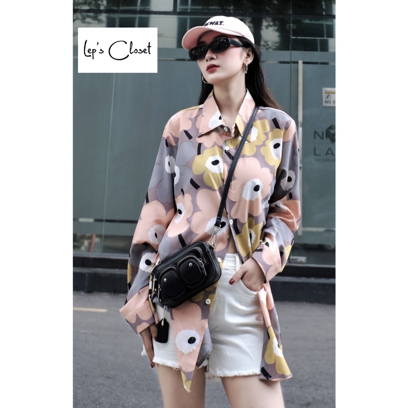 Áo sơ mi nữ Lụa Hoa cá tính , áo sơ mi tay dài siêu đẹp , áo giấu quần cá tính | BigBuy360 - bigbuy360.vn
