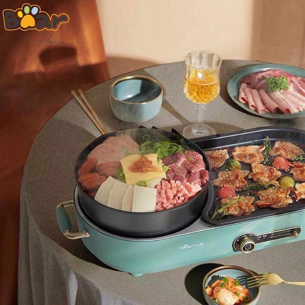 Nồi lẩu nướng điện tháo rời Bear C15L1, bếp đa năng hàng quốc tế tích hợp 2 trong 1siêu tiện lơi, chống dính,BH 18 tháng