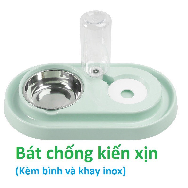 Bát nhựa đôi - Ăn, Uống tự động cấp nước chống kiến - Màu ngẫu nhiên