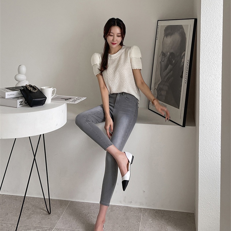 Áo dệt kim SUXI ngắn tay màu sắc đơn giản thời trang mùa hè Hàn Quốc cho nữ