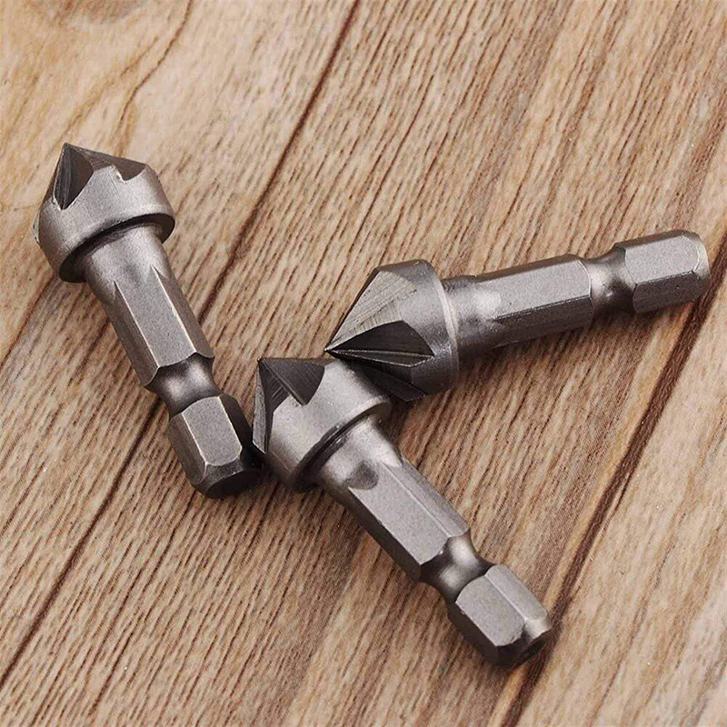 10Pcs 90 Degree Countersink Drill Chamfer Bit 1/4 inch 6 Flute