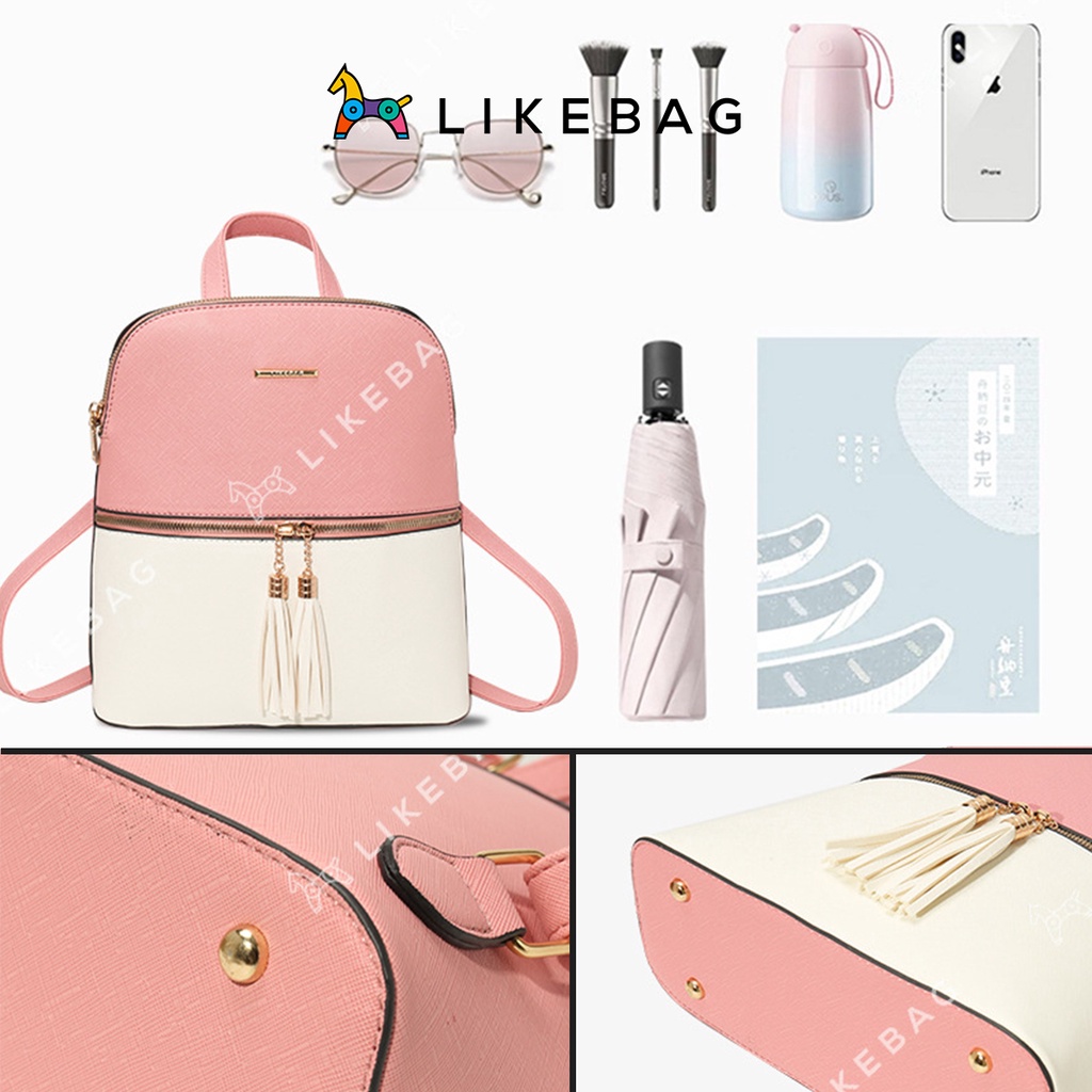 Combo 4 món balo nữ, túi đeo chéo, ví cầm tay, bóp mini LIKEBAG cao cấp chính hãng TB20823 - LIBAGI