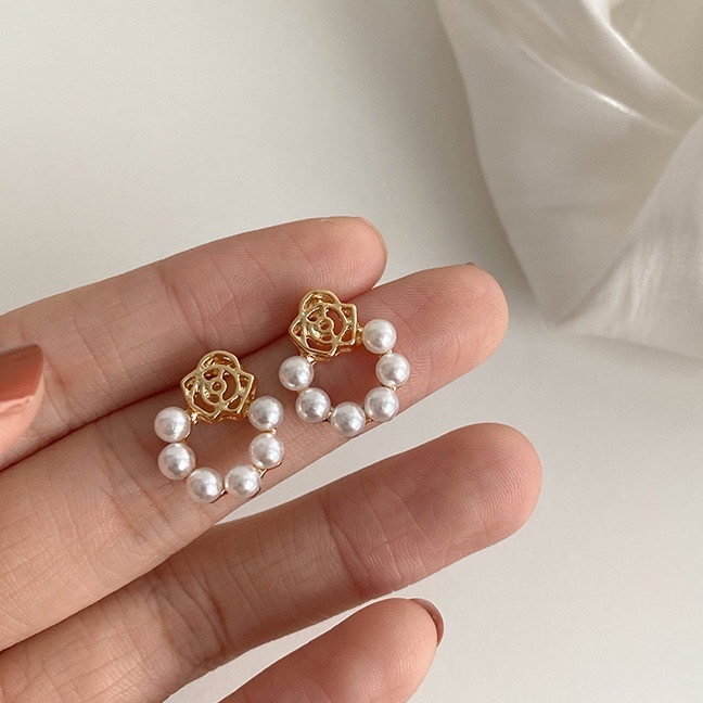 Khuyên tai hoa hồng ngọc s925